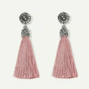 🆕Rhinestone Engraved Pink Tassel Drop Earrings🆕